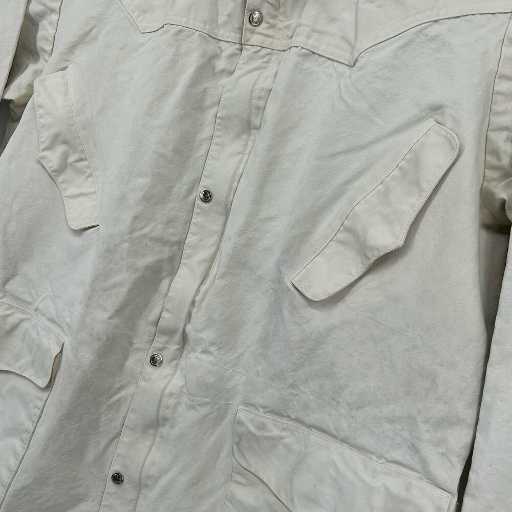 VTG 90s Men's Cream White J. Peterman Collared Canvas Chore Workwear Jacket XL - Picture 8 of 14